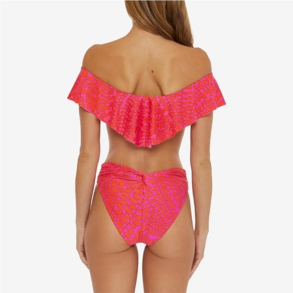 Trina Turk Trellis Off the Shoulder Ruffle Bandeau Swim Top - Picture 2 of 13